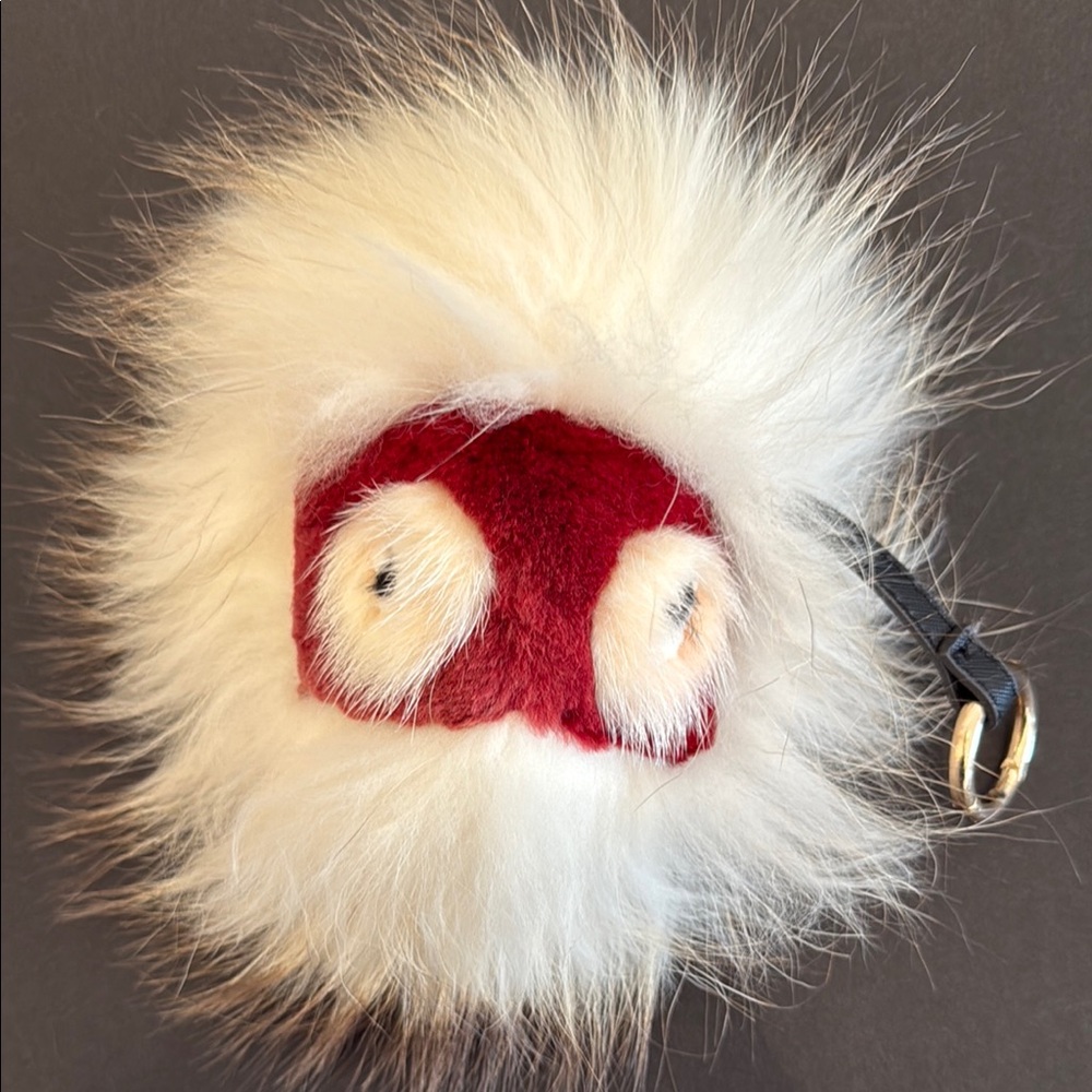 Furry Red and White Keychain